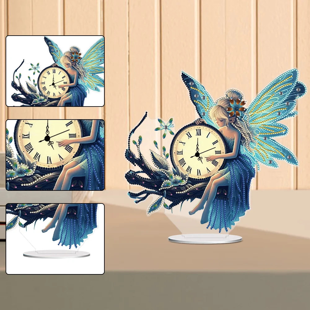 Acrylic Special Shape Flower Bird 5D Diamond Painting Clock Art Craft Diamond Painting Clock Handicraft Diamond Painting Clock