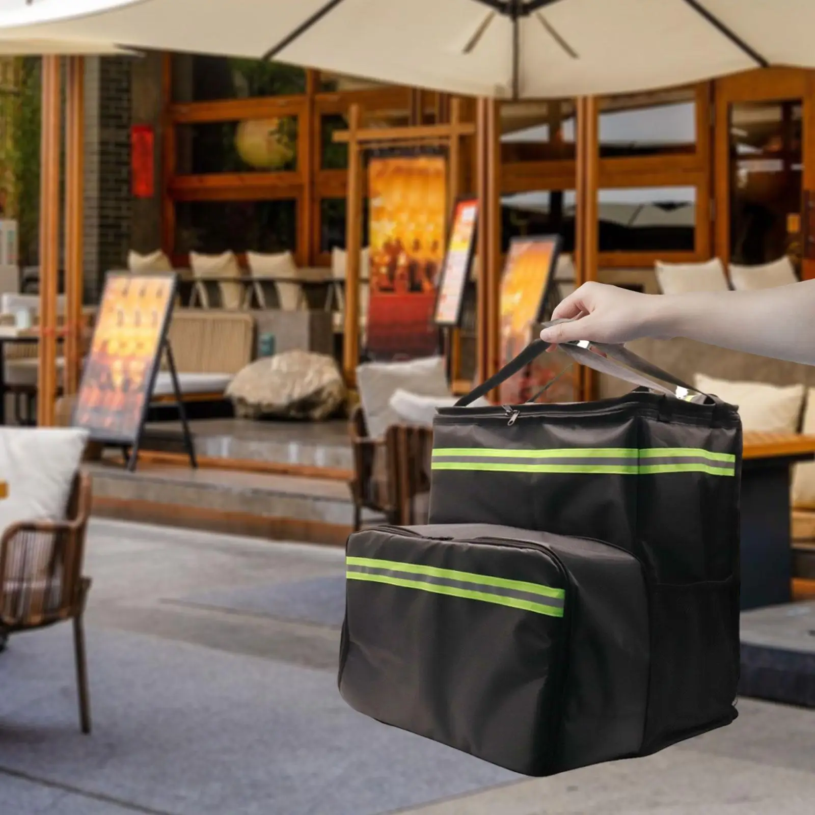 

Расширяемая сумка для доставки пиццы, вместительный терморюкзак с светоотражающими полосами для перевозки горячей и холодной еды, курьерская сумка