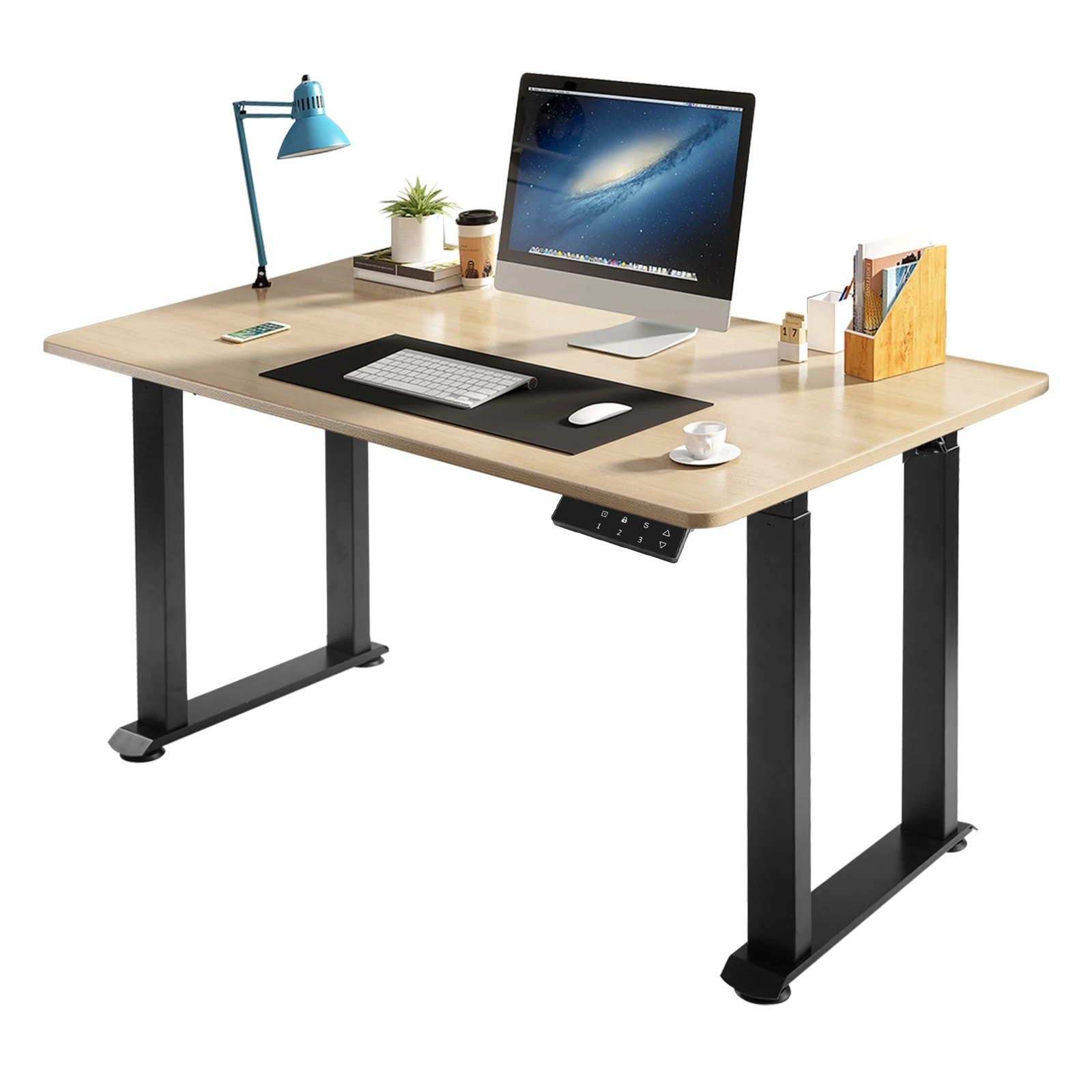 Marco de escritorio de pie de 4 patas, marco de escritorio ajustable de doble motor con pantalla LED, rodamiento de 37,4-62,99 pulgadas, 220,46 libras