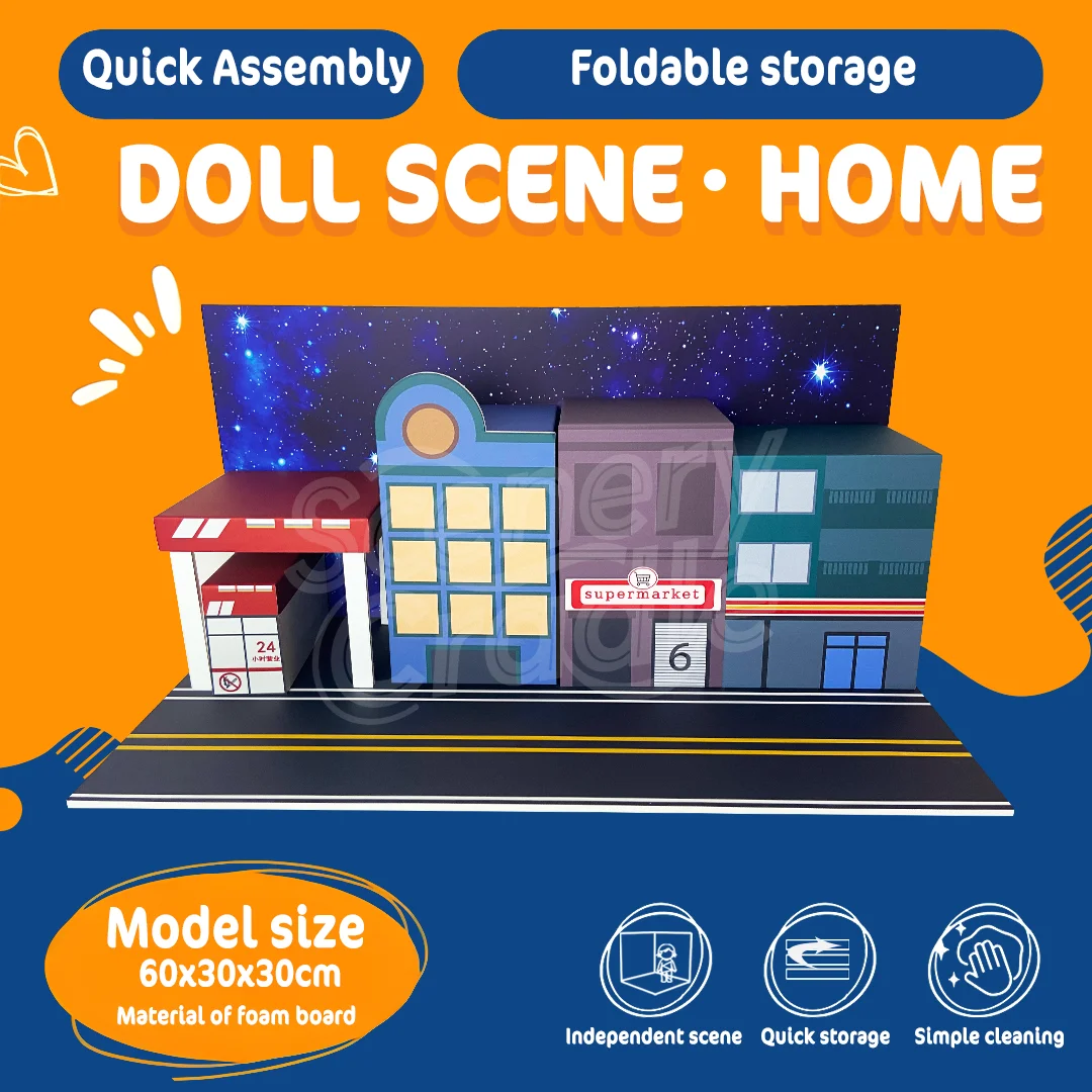

Assembly model of miniature scene background board, used to display dolls, vehicles, actions, characters, PVC background materia