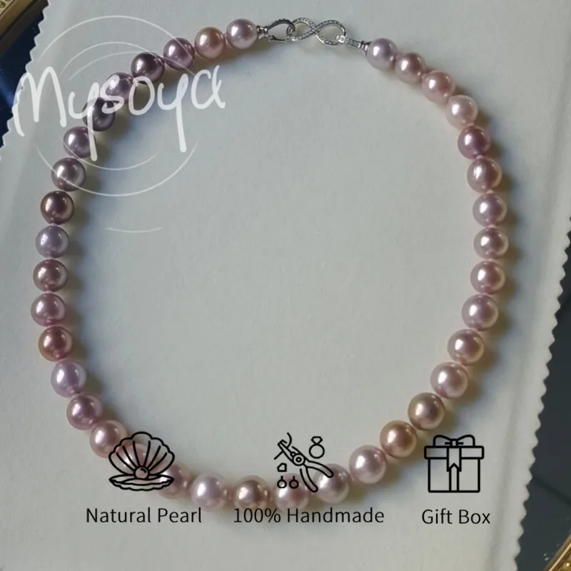 

MYSOYA Purple Edison Freshwater Pearl Necklace 9-11mm With Gift Box For Her/Him Birthday/Wedding/Christmas/New Year Gift
