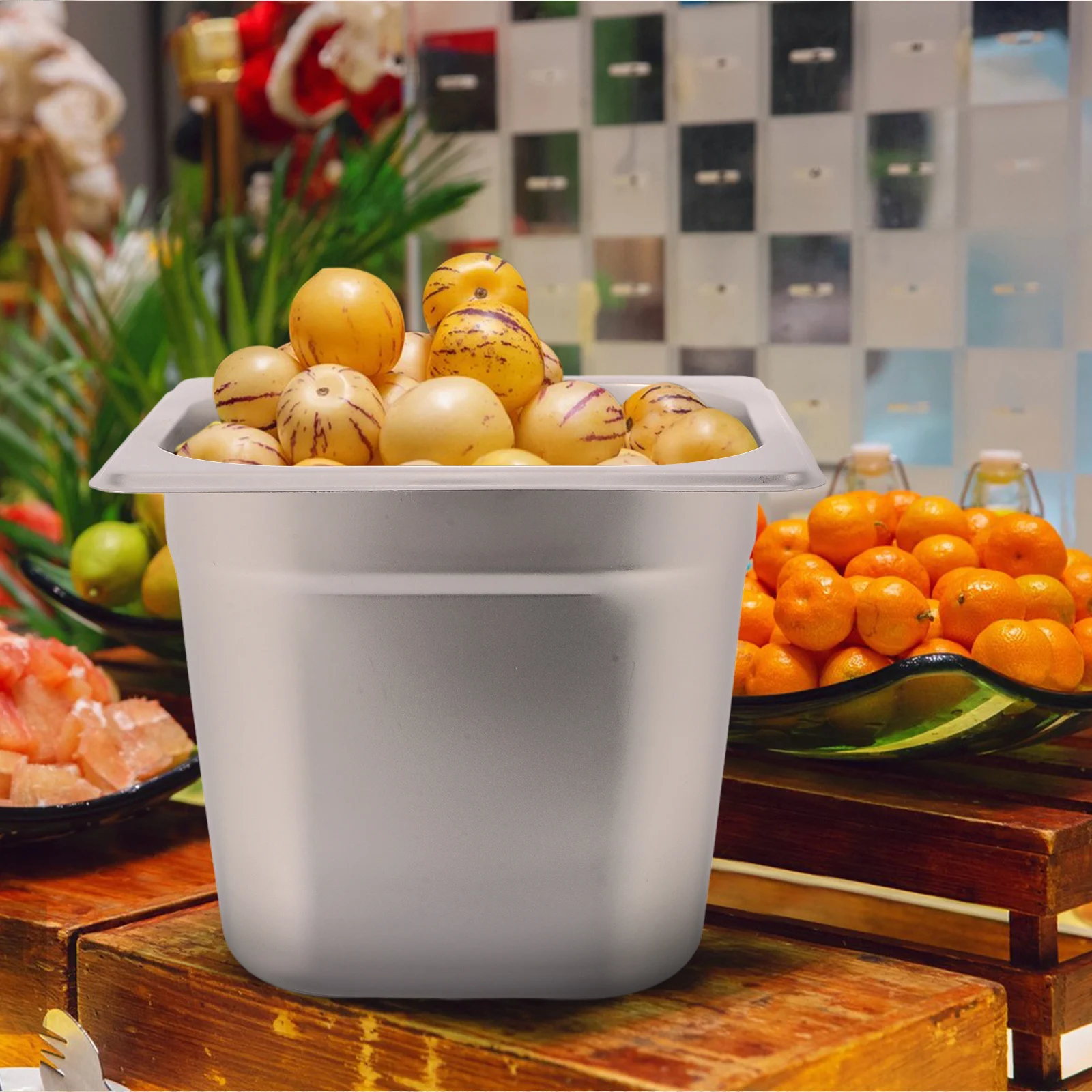 

4 шт., паровые настольные сковороды из нержавеющей стали, глубина 20 см, коммерческая сковорода для общественного питания для шведского стола, общественного питания, подогреватель посуды, ресторан