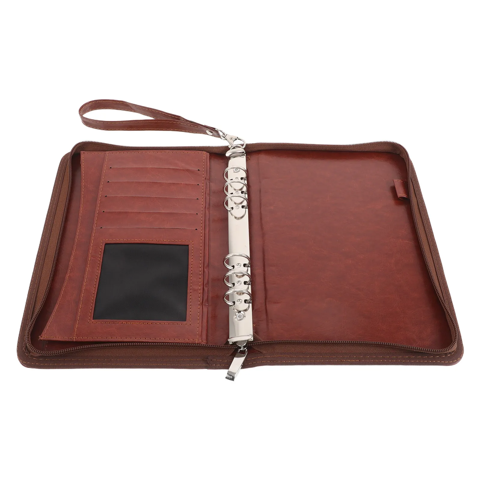 

Portfolio Binder Refillable Loose Leaf Binder Journal Zipper Artificial Office Padfolio Business Meetings Notetaking