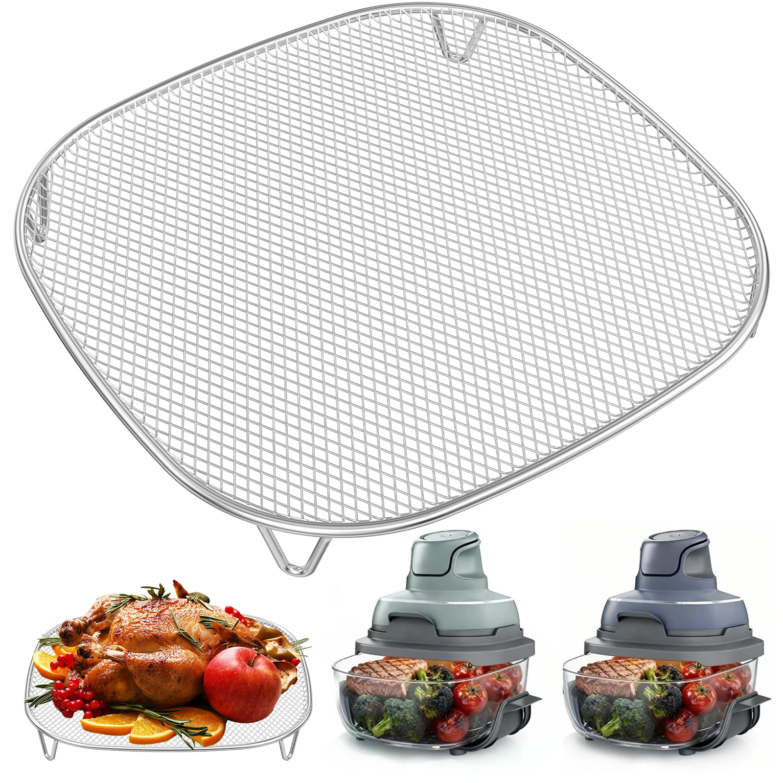 Edelstahl-Heißluftfritteusen-Gitter für FN090 FN091 FN100 – Einlage für Küche, Backen, Grillrost, Heißluftfritteusen-Zubehör