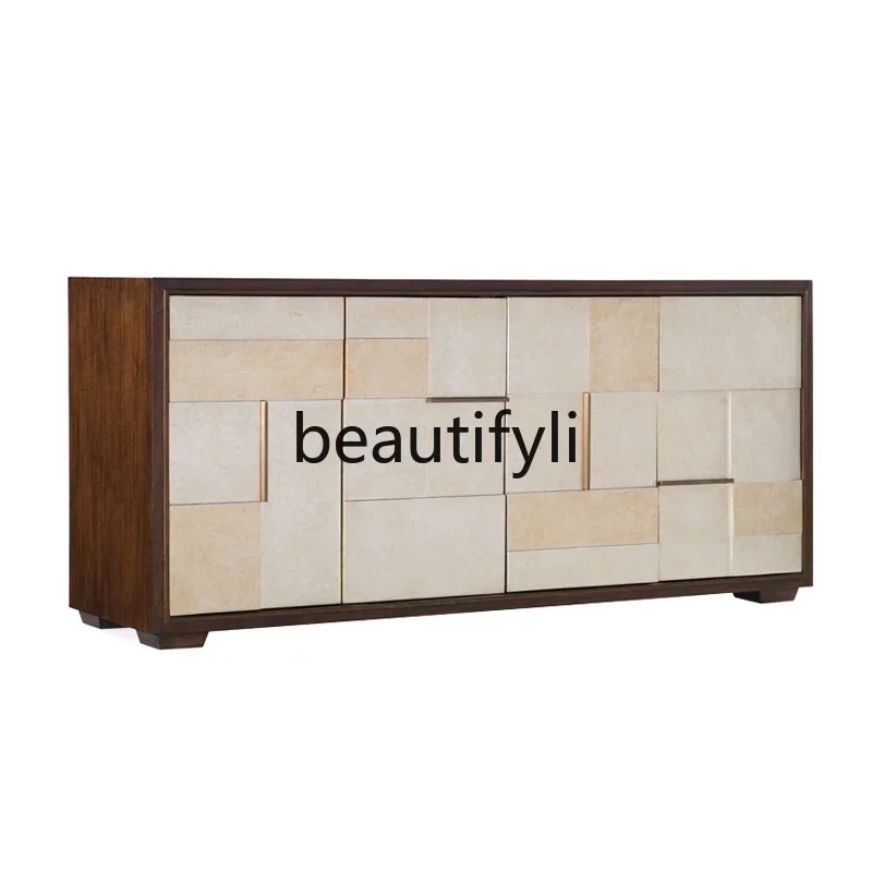 

ls 27American light luxury door cabinet living room entrance hall decorative cabinet ultra-thin solid wood silver foil old TV ca