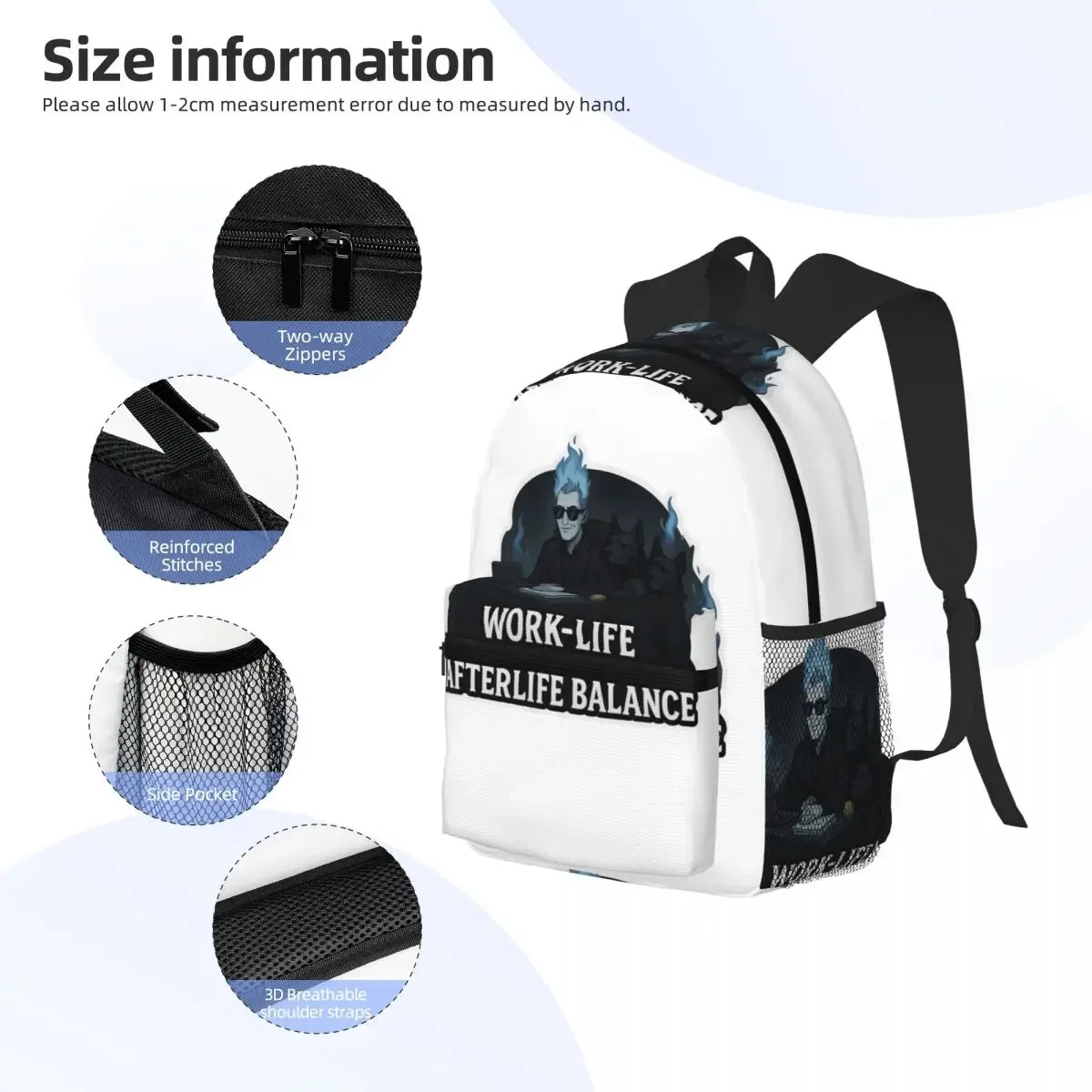 الحياة العملية بعد الحياة التوازن Hades الفكاهة على ظهره Daypack سعة كبيرة للأطفال BookBag حقيبة مدرسية حقائب الكتف للرجال والنساء