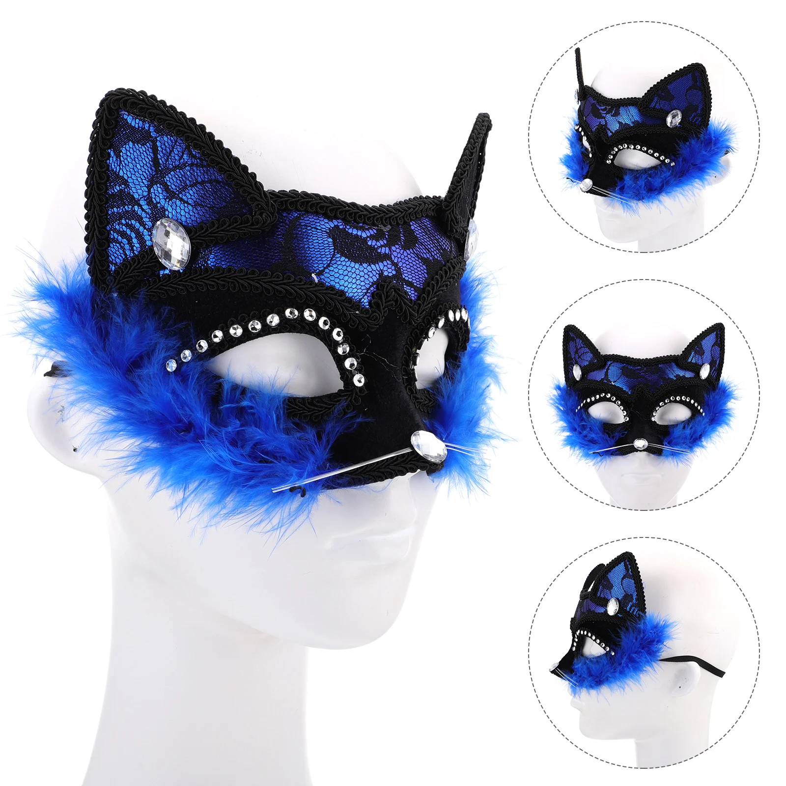 

2pcs Cat Face Masks Luxury Masquerade Mask Vintage Lace Women Party Carnival Costume Elastic Lightweight Mysterious Halloween