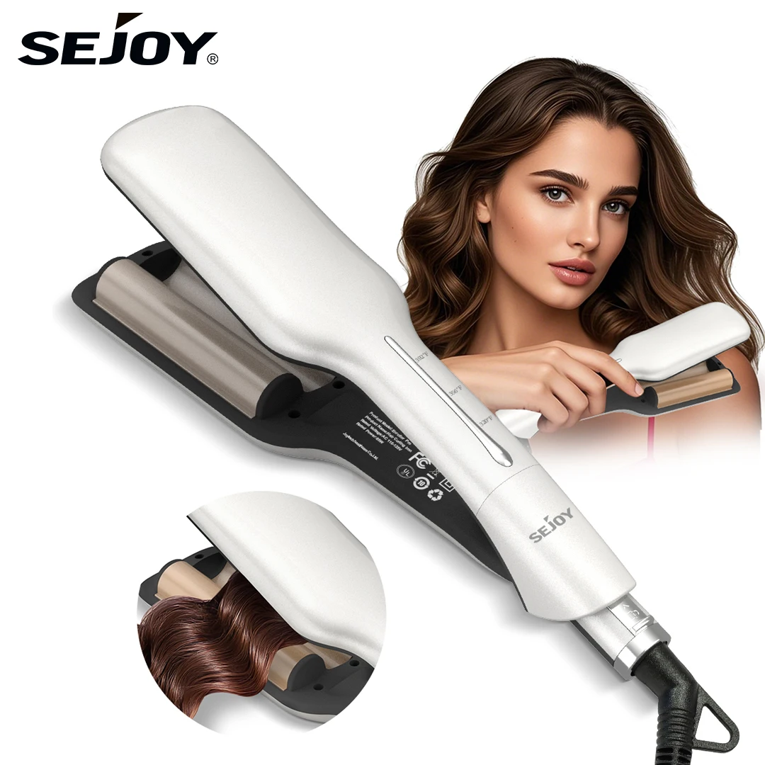 

Sejoy Hair Waver Керамическая щипцы для завивки волос S-образный дизайн Ионные щипцы для завивки волос с замком 360° ° Поворотный шнур для защиты от ожогов