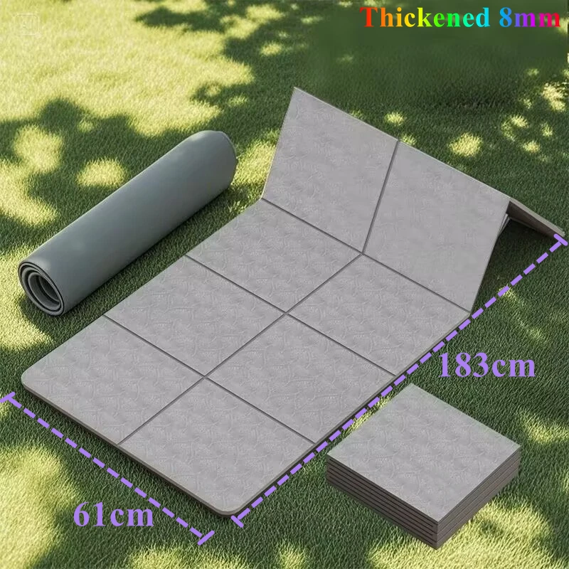 Mat for Yoga Pilates 1830x610x8mm Thick TPE FoldableHome Workouts and Floor Exercises Yoga Mat Easy To Store Travel Exercise