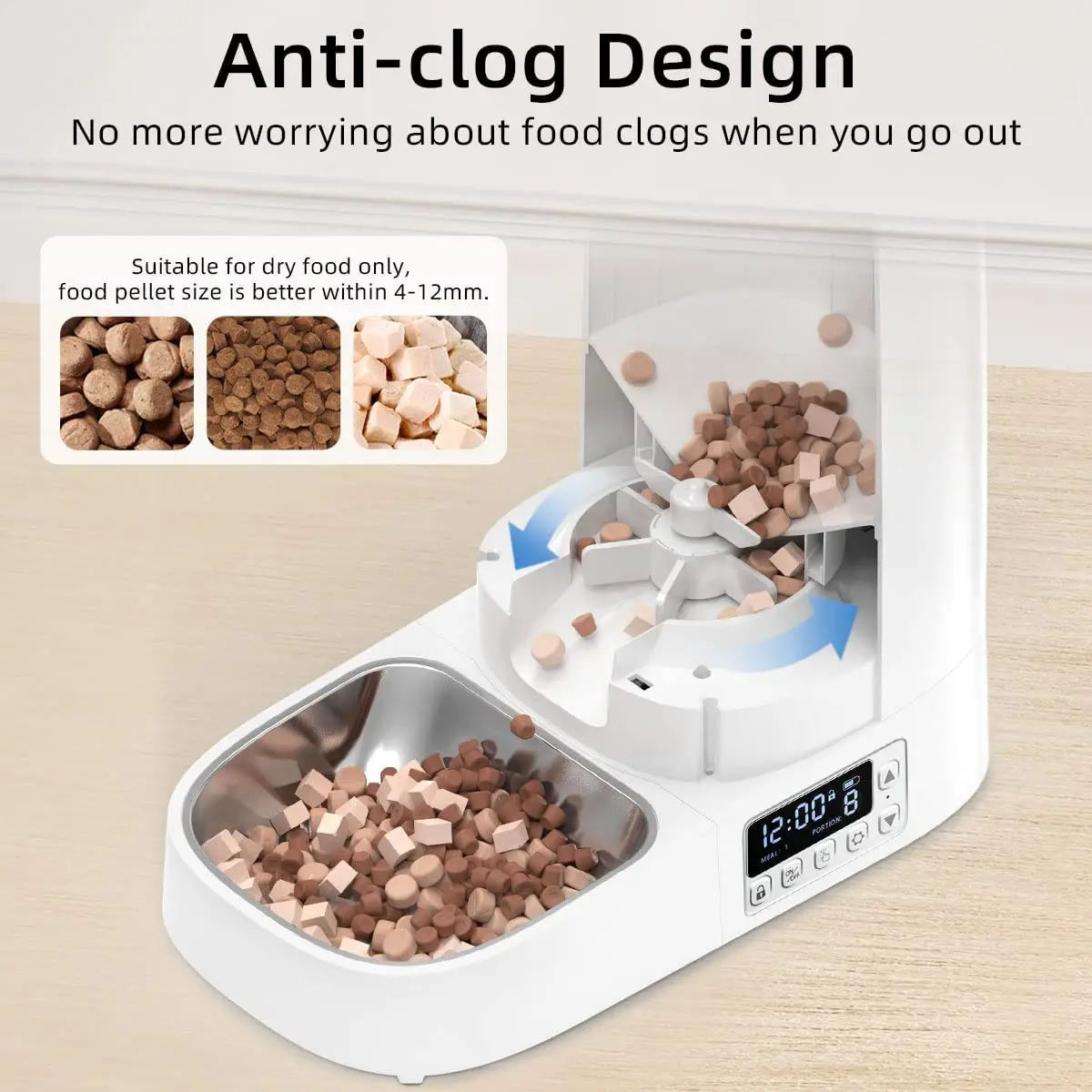 ROJECO Automatic Cat Feeder Pet Smart Cat Food Dispenser Accessories Button Version Auto Feeder For Cats Dog Dry Food Feeding 4L