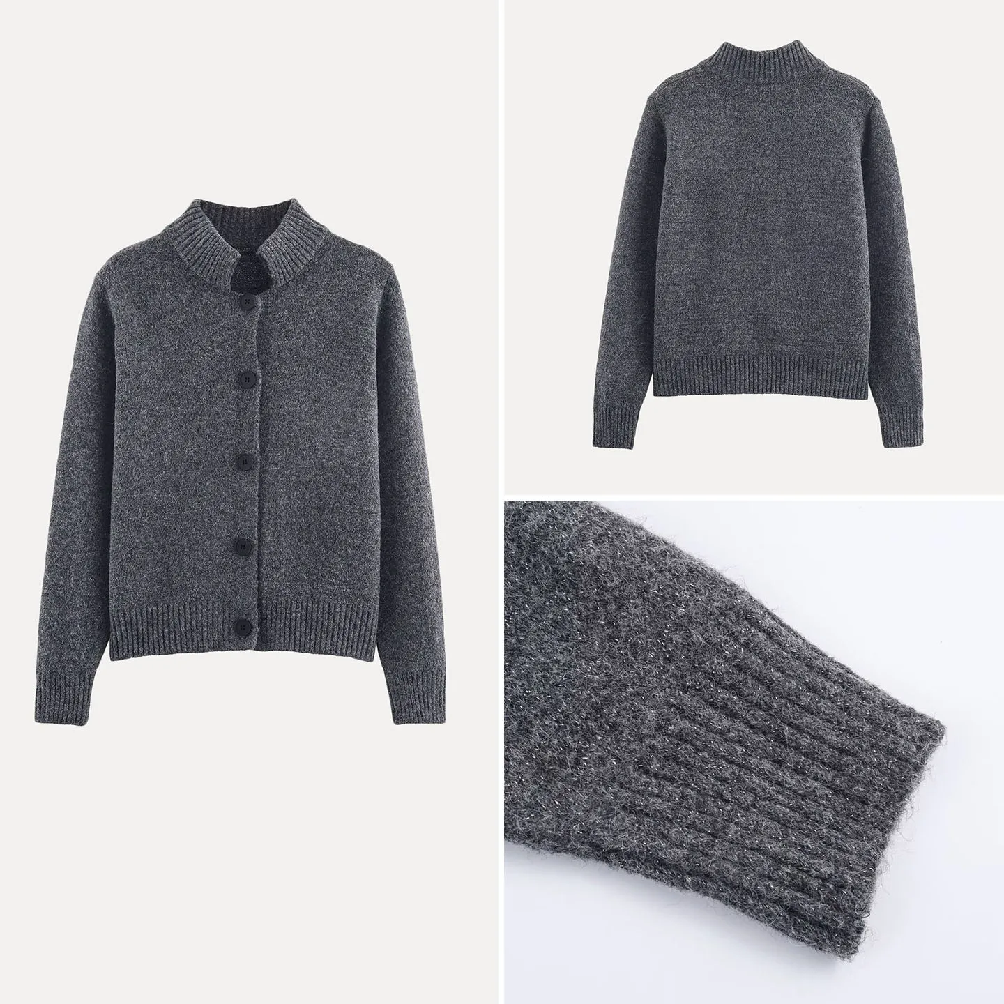 

Faionable Knitted Stand Collar Open Cardigan Women's Autumn 2025 New Sle Versatile Retro Design Long Sve Color