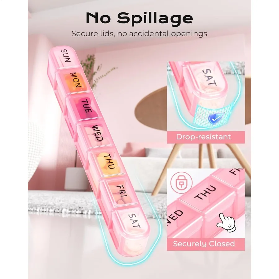 منظم حبوب أسبوعي كبير 7 أيام صندوق حبوب السفر علبة حبوب منع الحمل موزع حبوب يومي للفيتامينات الأدوية plements وزيت السمك P