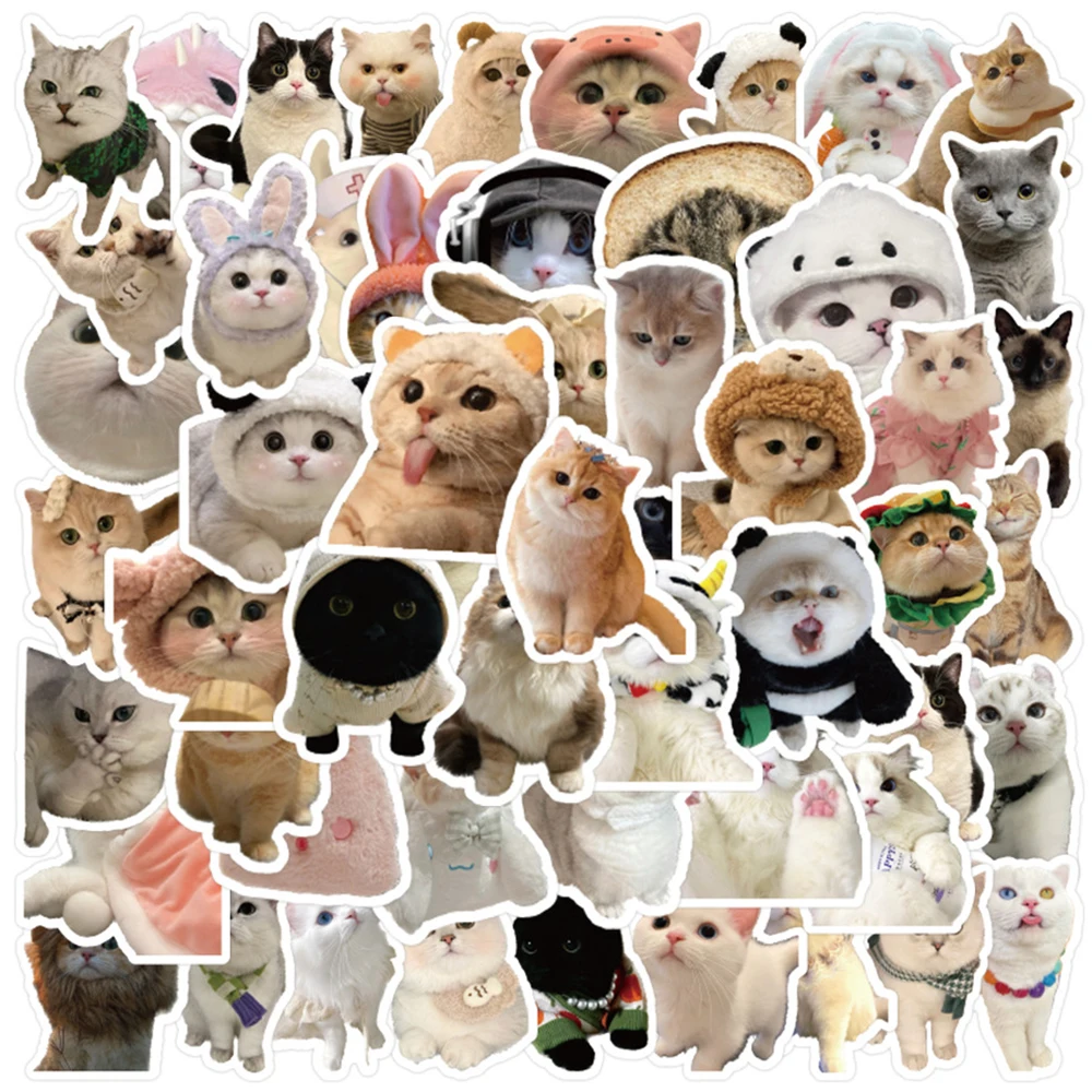 

10/30/60PCS Funny Meme Cartoon Cat Stickers Cute Animal Decoration Decals DIY Skateboard Laptop Phone Waterproof Sticker Kid Toy