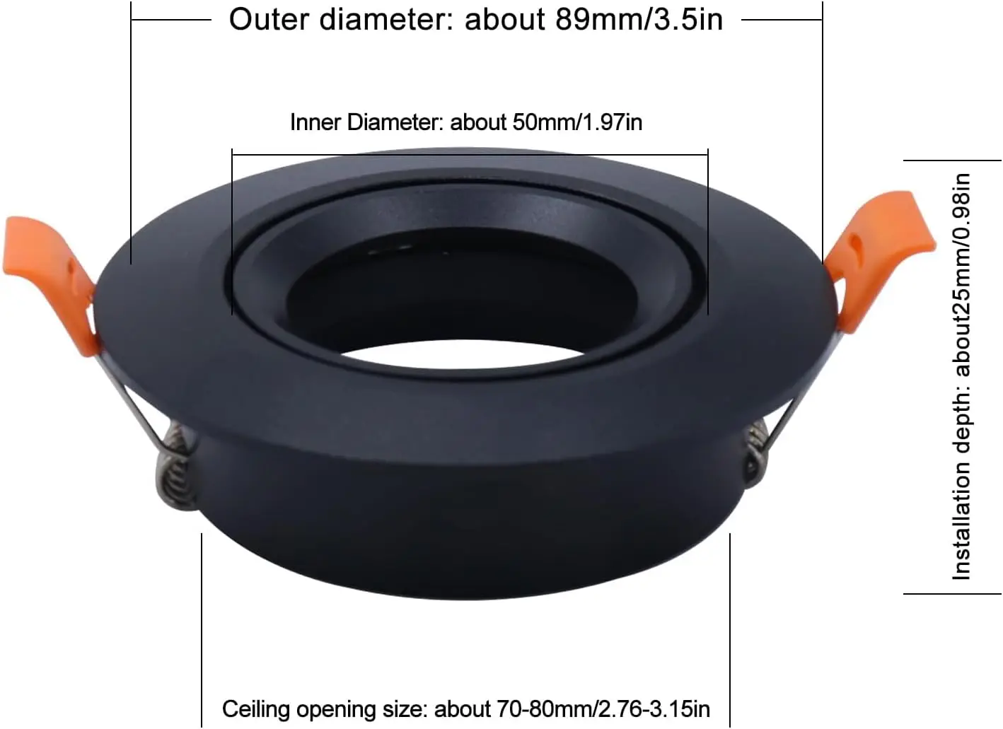 3 بوصة جولة Led راحة الزخارف الإضاءة، عكس الضوء الأضواء النازل حامل، لمصابيح MR16/GU10، التحديثية مقلة العين الخفيفة #6