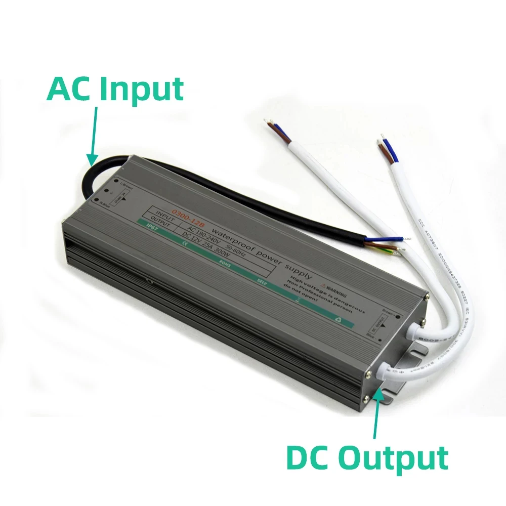 Trasformatori ca cc 12V 24 V alimentatore 12 24 V Volt IP67 IP68 alimentatore esterno impermeabile 24 V 110V 220V a 12V 60W-400W