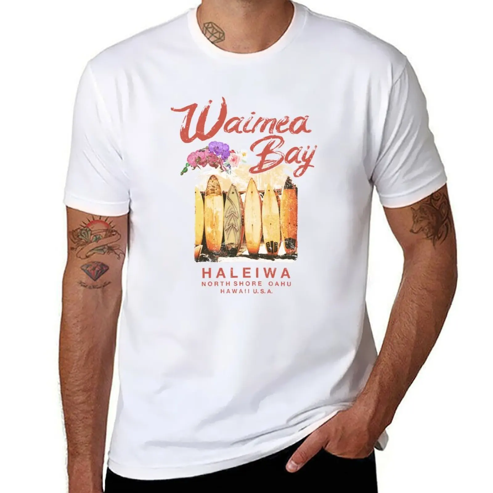 Hawaii Waimea Bay Surfing Vintage camiseta hawaiana hombre camiseta verano hombre camiseta de lujo
