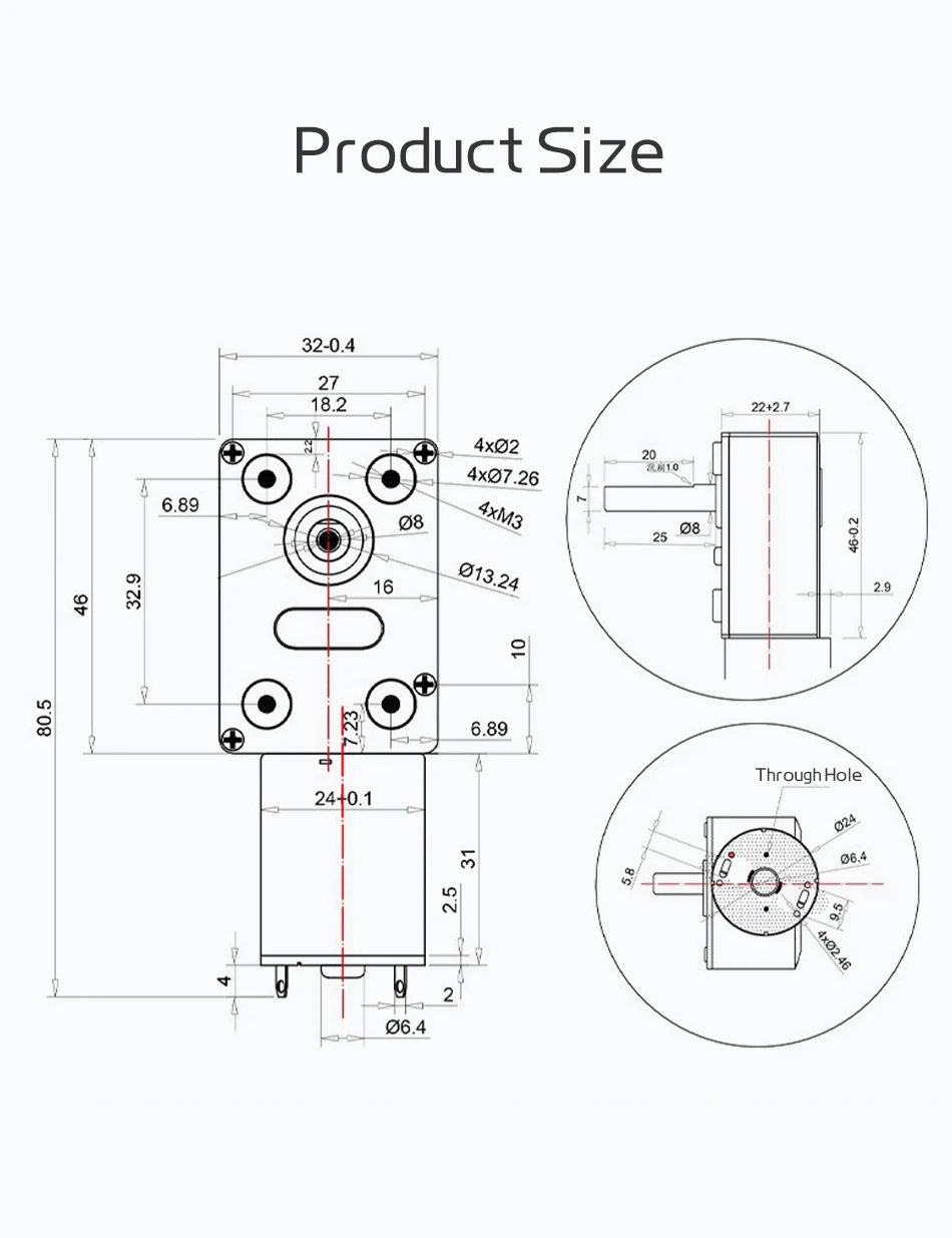 JGY370 Schneckengetriebemotor DC 12V 8MM D7 Achsengetriebe 6V 24V Selbsthemmendes Rückwärtsgetriebe Länge 25MM Niedrigdrehzahl-Mikromotor – Detail 1