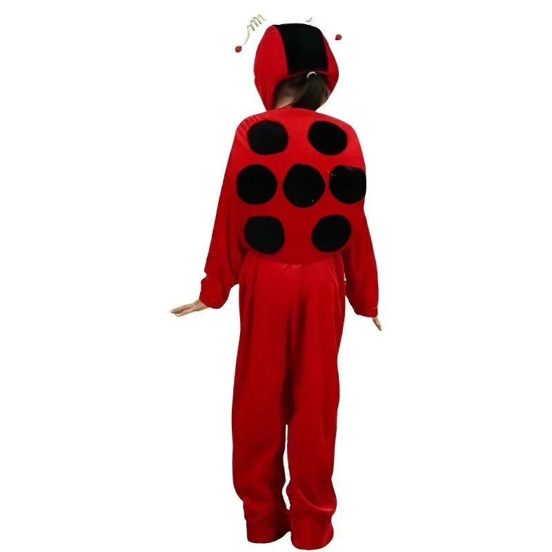

Children's Anime Red Ladybug Costume with Helmet Girl Hallowmas Cosplay Ladybirds Party Stage Performance Clothing for Kids f65h