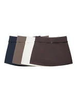 Women's Solid Color Skort with Belt Side Zipper Casual Shorts Skirts Fashionable And Stylish Women's Clothing