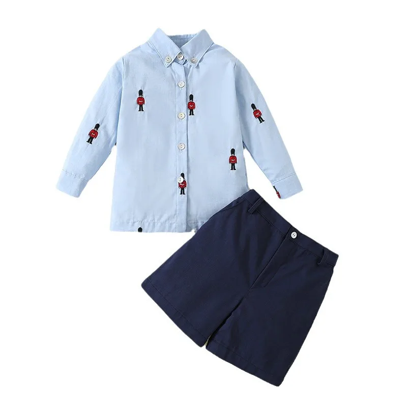 Boys Birthday Party Outfits Children Formal Long Sleeve Shirts and Shorts 2 Piece Suits Kids Spanish Clothing Toddler Set  123