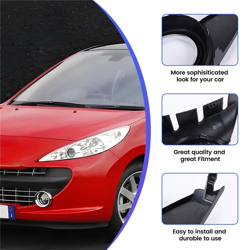 A03E-سيارة الجبهة الضباب غطاء خفيف كروم فوجلايتس الإطار شواء اكسسوارات السيارات ل 207 سبورت 2006-2009