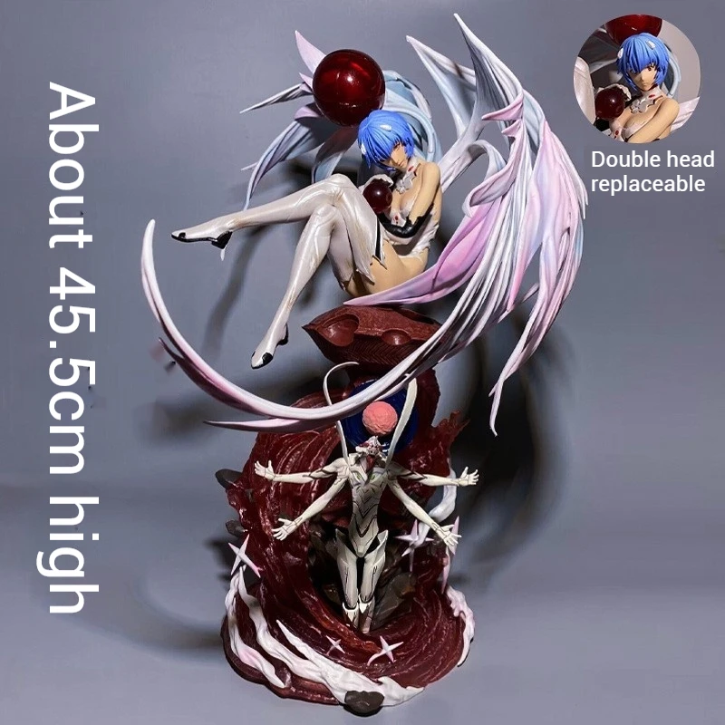 New Century Resonance Double Headed Sculpture Gospel Warrior Goddess Angel Ayanami Handmade Model Pvc Anime Sexy Girl Decoration