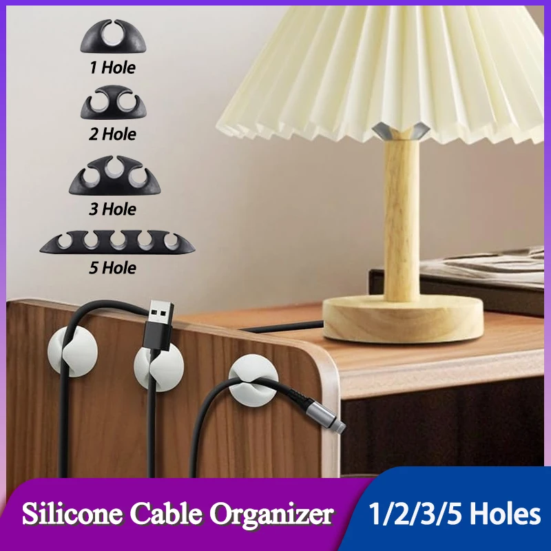 

1~150Pcs Cable Organiser Silicone Cable Management Winder Desktop Tidy Wire Arrangement Clip Holder for Mouse Keyboard Headphone