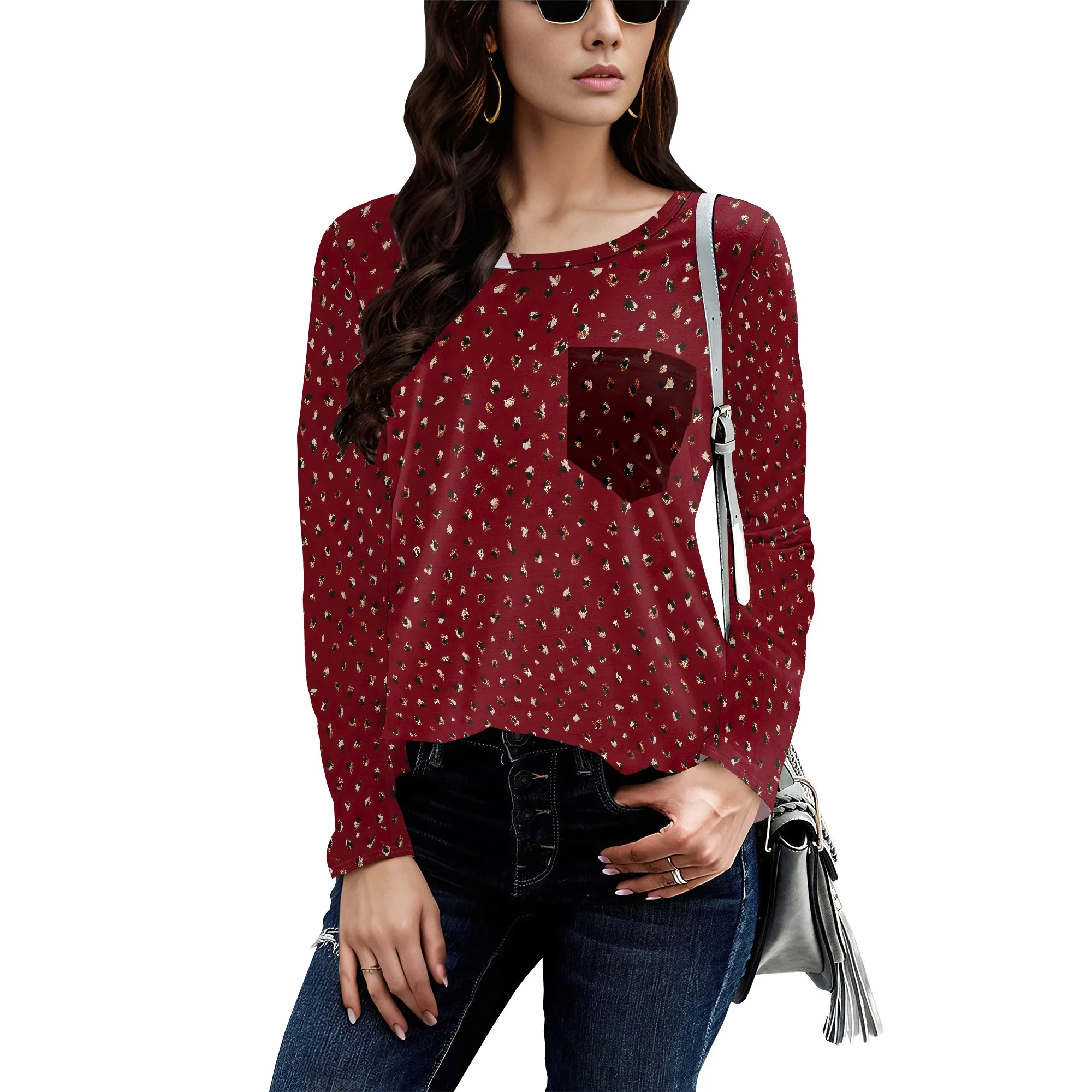 

Women's Puff Long Sleeve Tunic Tops Pleated Crew Neck Blouses Dressy Casual Loose Fit Winter and Spring Shirts