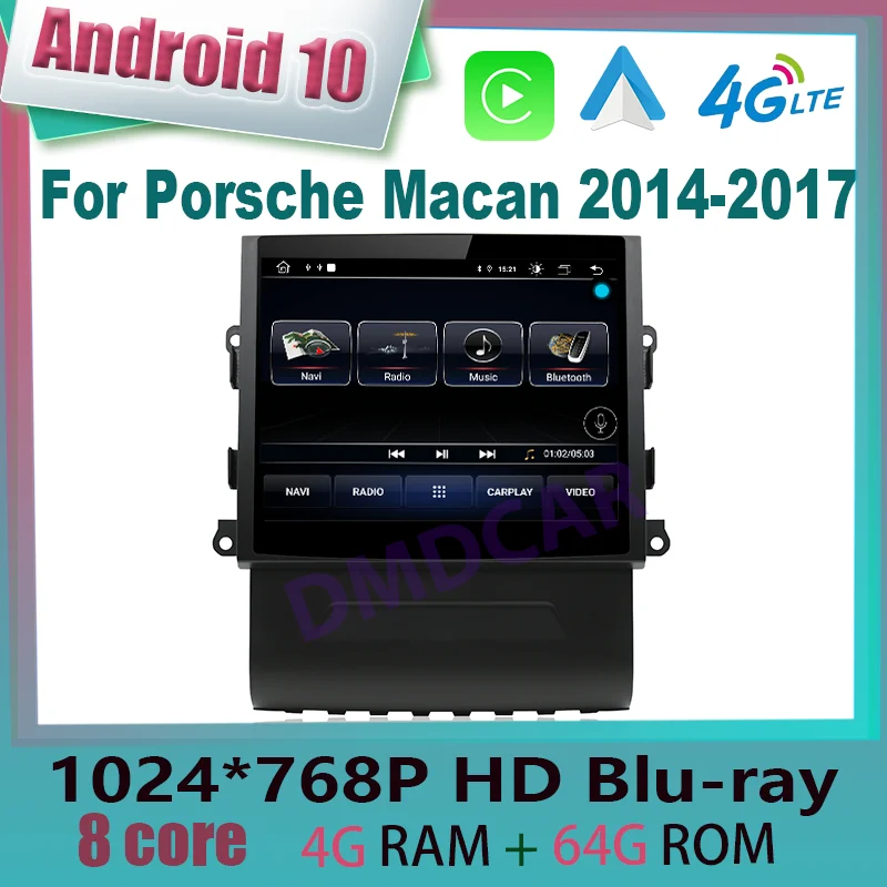 8.4 Inch Android 10 4+64GB CarPlay Android Auto For Porsche Macan 2014-2017 Navigation Video HD Screen Player GPS PCM 3.1/4.0