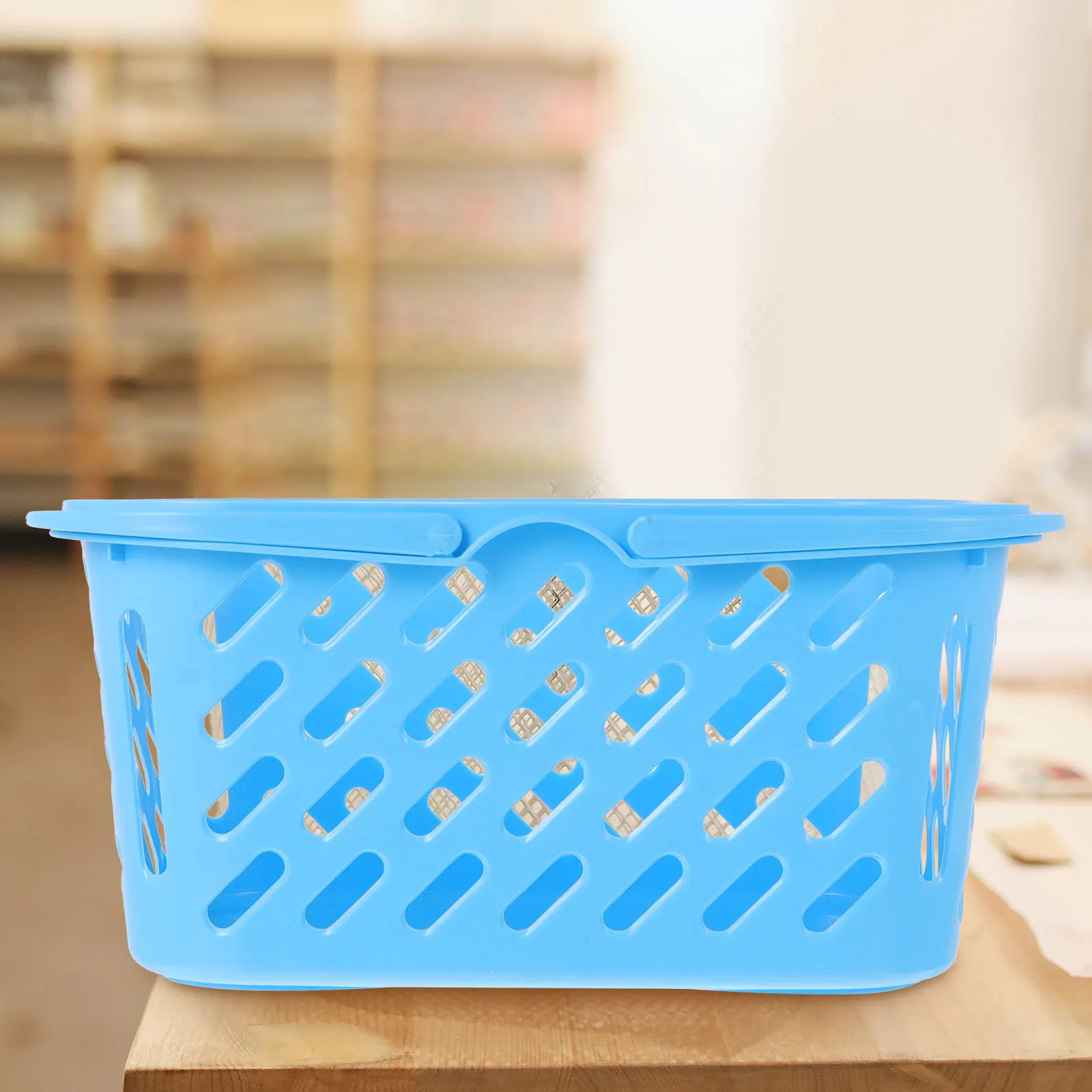 

Plastic Shopping Basket Heavy Duty Double Handles Storage Basket Portable Corrosion Resistant Organizer For Kitchen