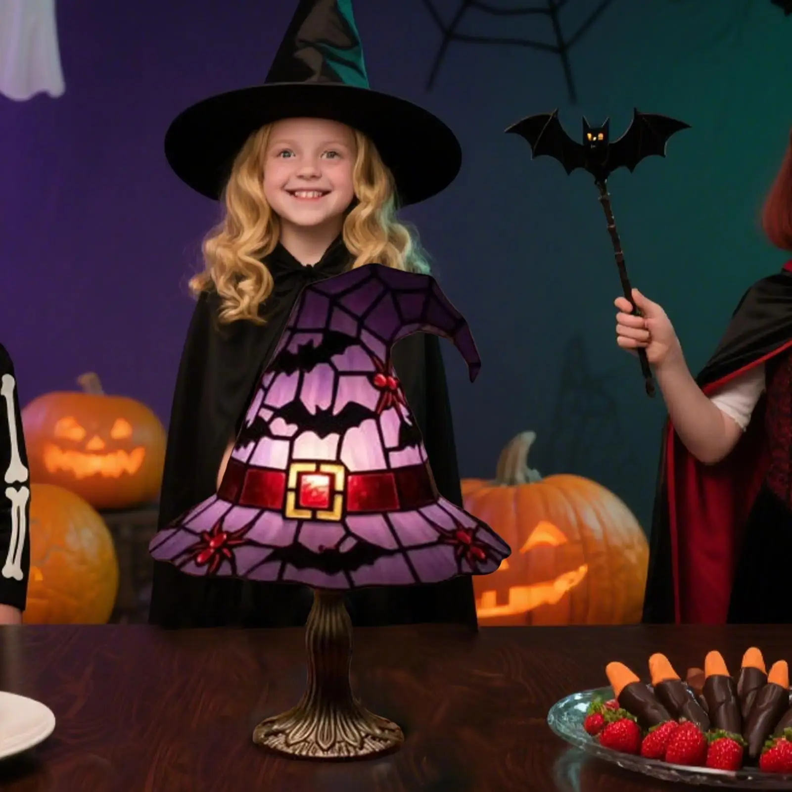 

Лампа для шляпы ведьмы, загадочная шляпа ведьмы, светодиодная лампа, декоративная лампа на Хэллоуин для общежития, балкона, дома с привидениями, книжная полка, подвал