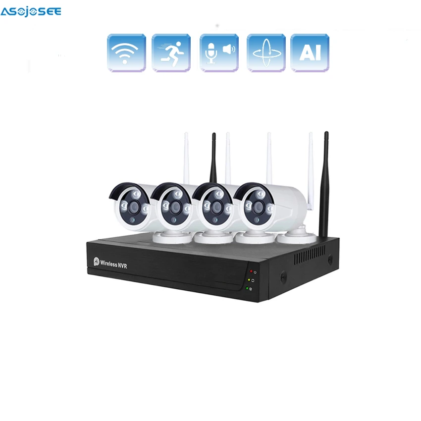 

Wireless CCTV Security System 4CH Tuya WiFi NVR Kits 2MP Outdoor Night Vision Smart Home Surveillance Video Set AS-TY801KH