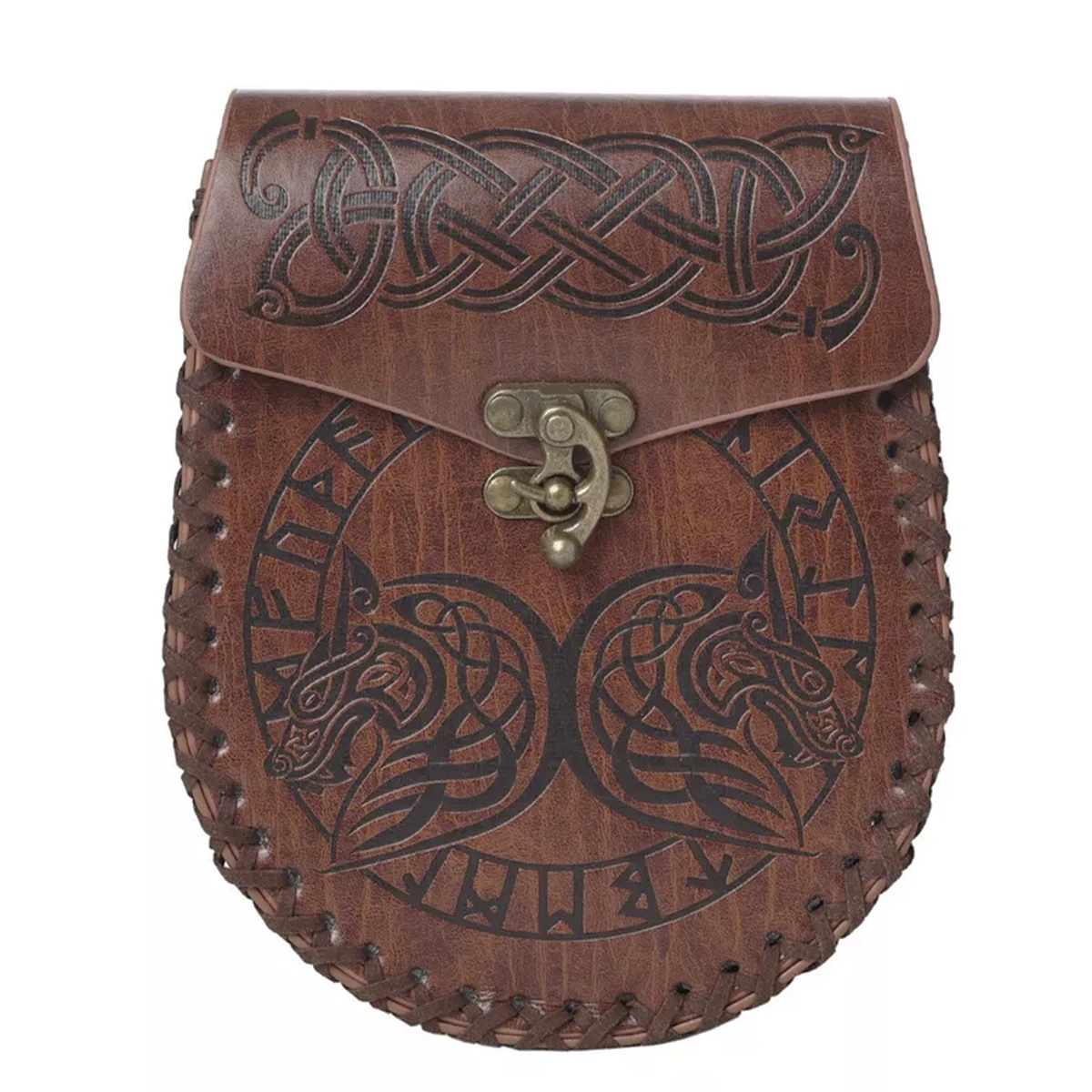 Medieval Viking Leather Belt Pouch, Women Men Hip Waist Bushcraft Cosplay Pouch