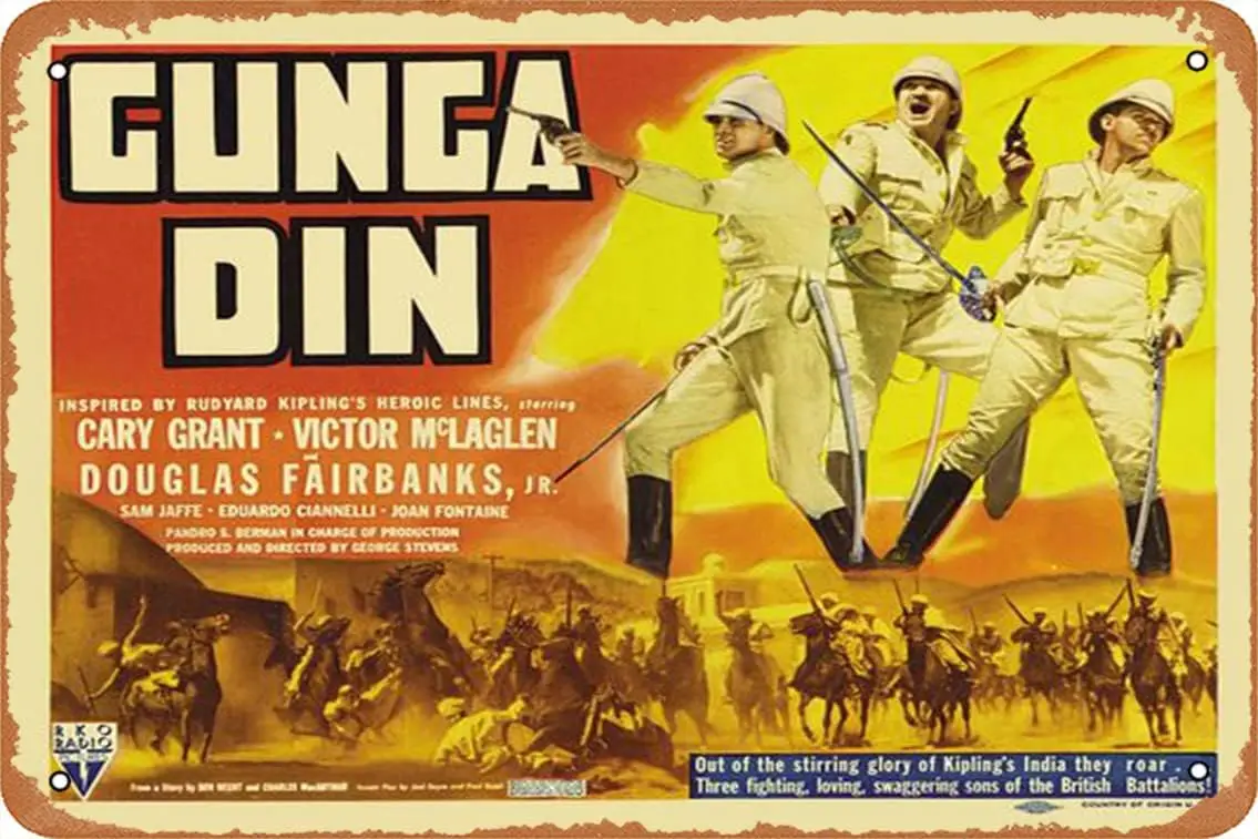 Gunga Din (#1 total of 2)1939 Vintage metal tin logo 30.48 x 20.32 cm poster Movie poster