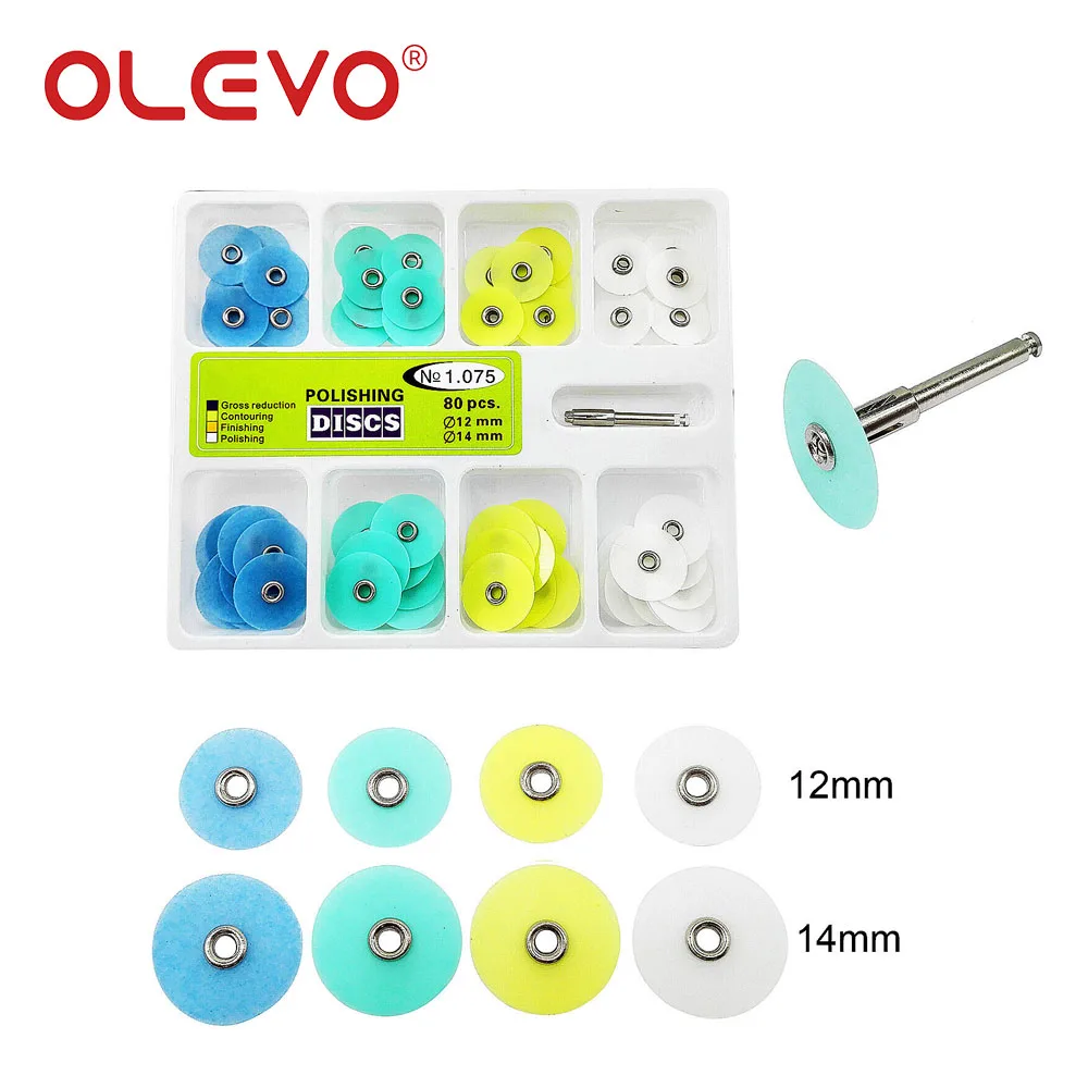 OLEVO 40/80 Pcs Dental Polishing Discs Wheel Gross Reduction Contouring Mandrel Strips Set Teeth Whitening Dentistry Materials