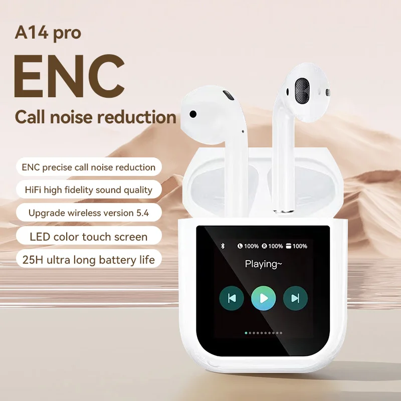 

Wireless Bluetooth5.4 Earbuds A14 Pro TWS In Ear Earphone Hifi Sound Sports Gaming Headsets Noise Cancelling Headphones With Mic