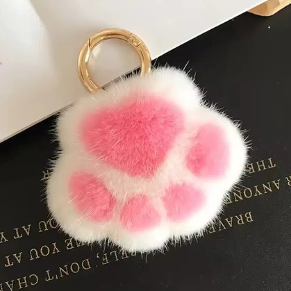 Porte-clés en peluche patte de chat beurre, porte-clés de voiture en peluche douce, fausse fourrure moelleuse, cadeau de nouvel an, mignon Kawaii