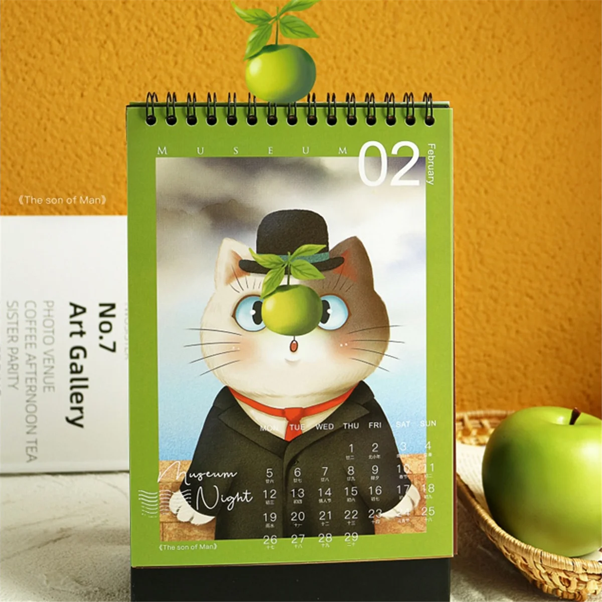 

A32P_Kitten 2024 Desk Calendar Museum Cat Night Creative Ins Decorative Calendar Office School Stationery