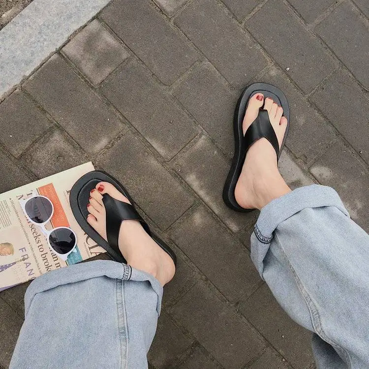 2023 Non-slip Outer Beach Sandals Women\'s Slippers Summer Color Matching Platform Ladies Sandals Herringbone Flip Flops Women