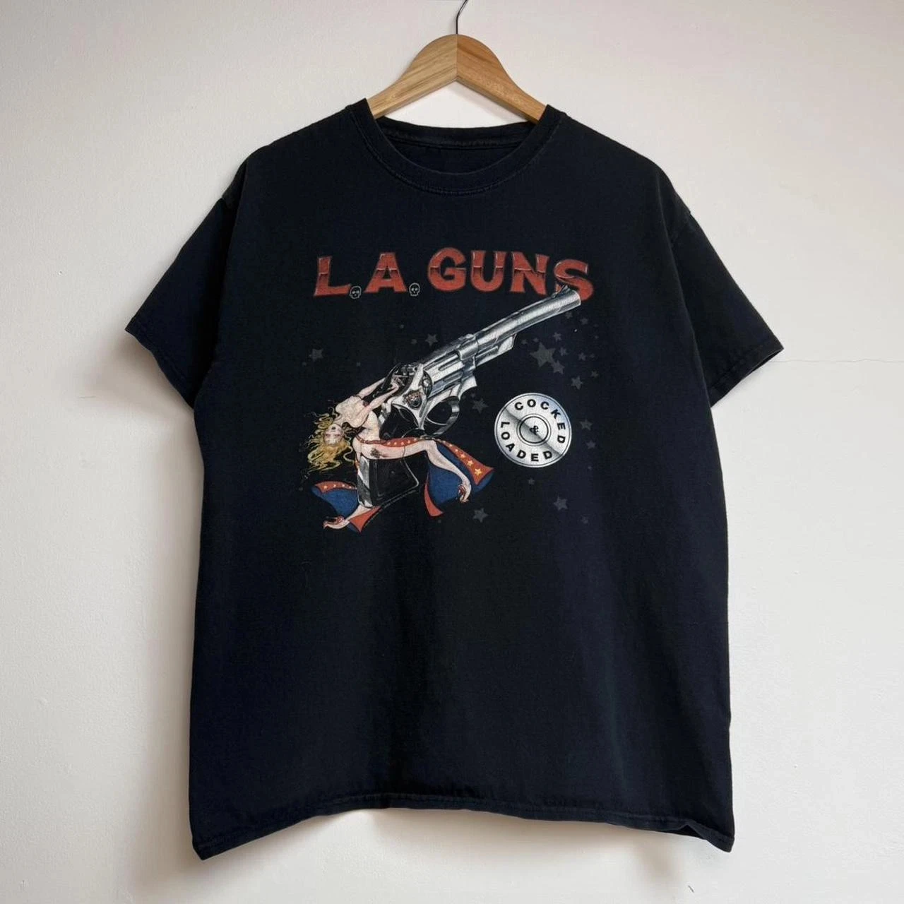 Vintage Revolver Pistol with Sexy Girl Graphic Tee Cotton Mens Womens T-Shirt Summer Streetwear