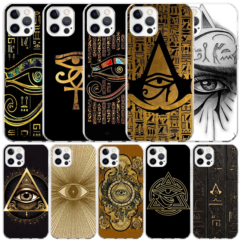 Sacred Eye of Horus Egypt Fresco Phone Case For IPhone 16 15 14 13 12 11 Pro Max Mini XR XS X 7 Plus 8 + SE 2020 Soft TPU Back C