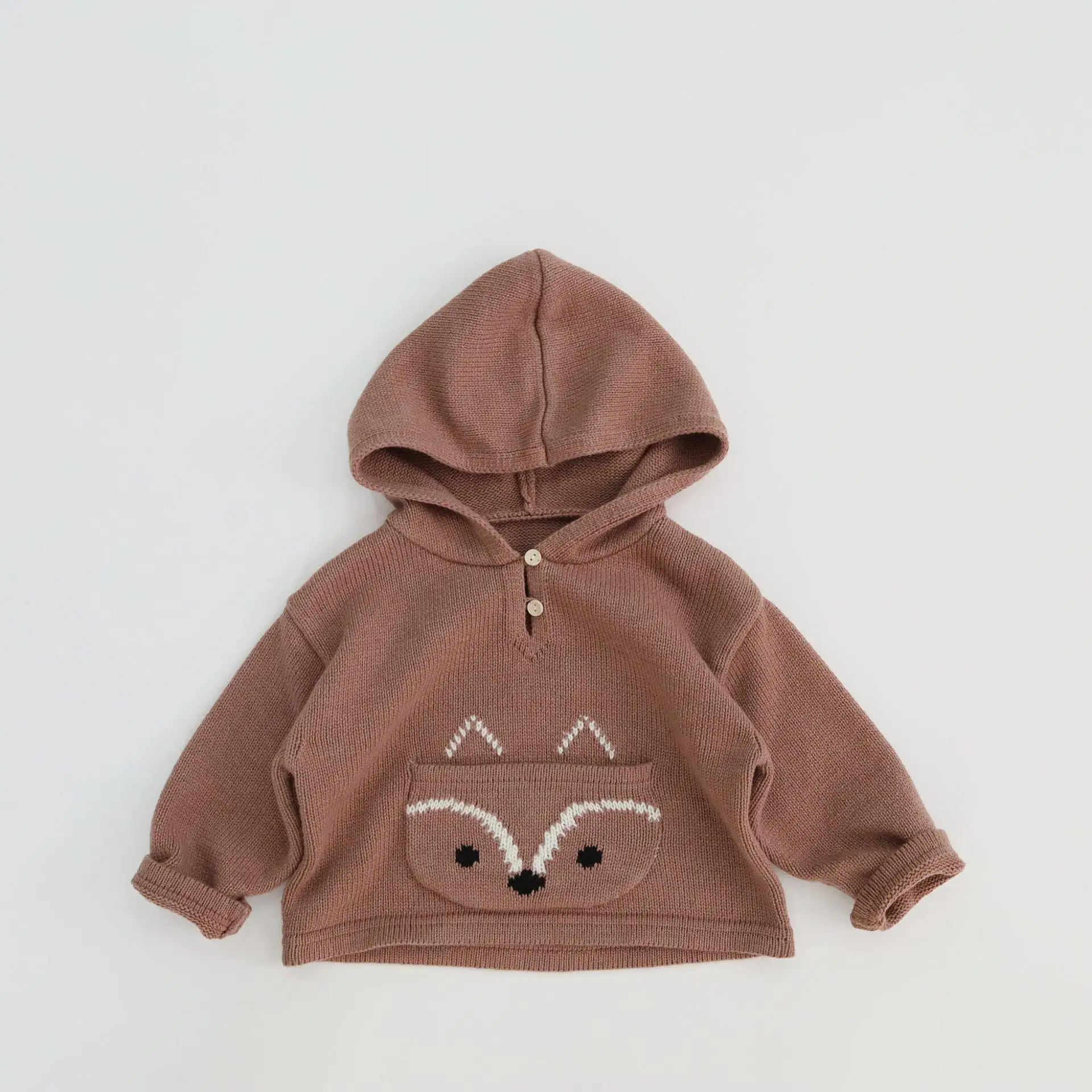 

2025 Autumn New Children Long Sleeve Sweater Boys Girls Knit Hoodie Baby Cartoon Print Sweater Kids Knitted Tops Infant Clothes