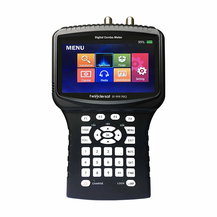 Twinkler SF-999 Pro Satellite Finder Meter Support DVBS2 DVBT2 DVBC CS CCCam Newcamd CCTV Camera in CVBS Combo Sat Finder