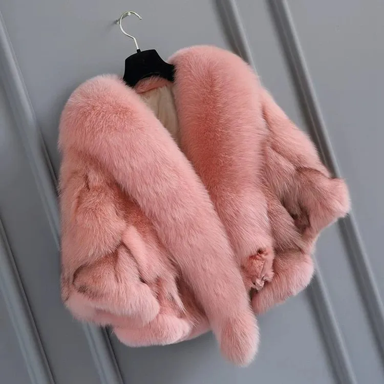 Autumn and Winter Real Fox Fur Coat Shawls Neckline Jacket Women Natural Fur Vest Shawl Short Trend Personality Lady Fur Poncho