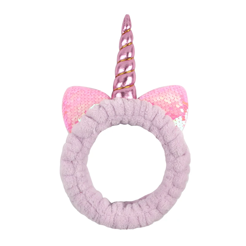 2023 NEW Unicorn Horn Washing Face Headband Women Soft Coral Fleece Makeup Spa Hairband Girls DIY Hair Accessories