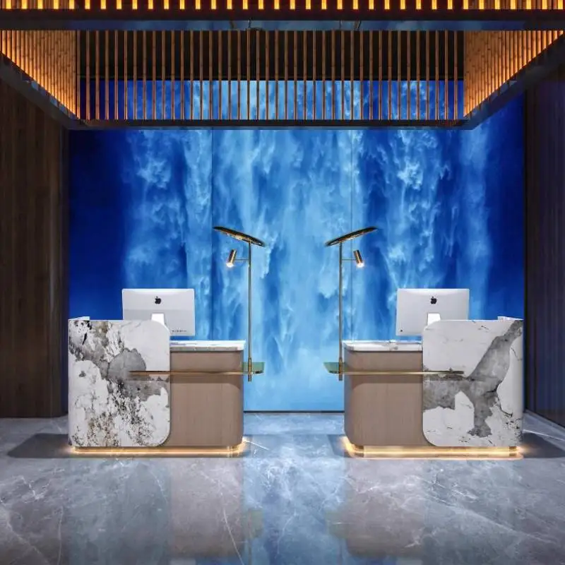 

Checkout Hotels Reception Desks Decor Restaurant Oval Arched Reception Desk Clothing Wood Bancone Per Negozio Office Furniture