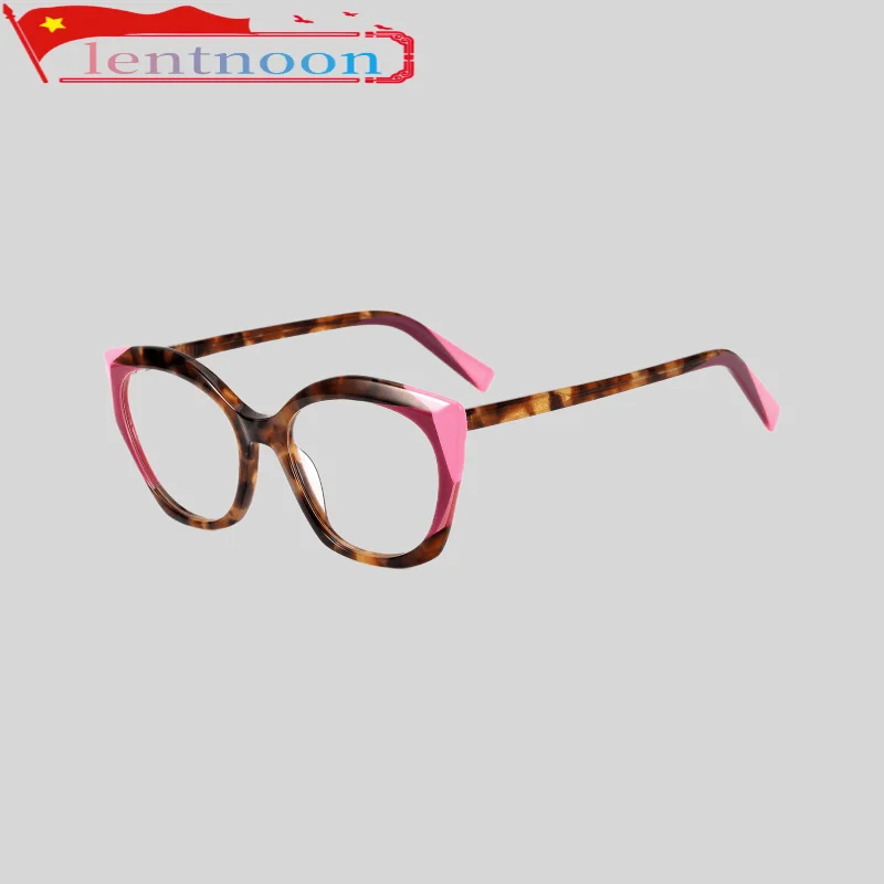 Glasses Frame Colorful Cool Lady Personality Trend High Quality Acetate Designer Cat Eye Classic Optical Lenses Decoration Read