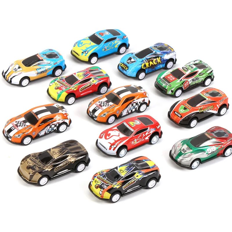 2-8Pcs Set Toy Racing Car Alloy Iron Shell Mini Car Model Toy Inertia Sliding Rail Car Mini Small Gift Toys for Children