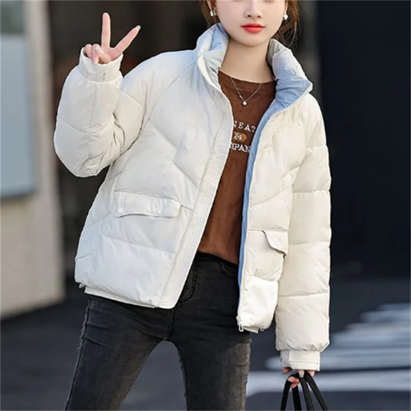 Women's Jacket Short Cotton Coats Loose Outwear Stand-up Bread Jacket Women Coat Tops Korean Fashion Winter Warm Jacket Coat