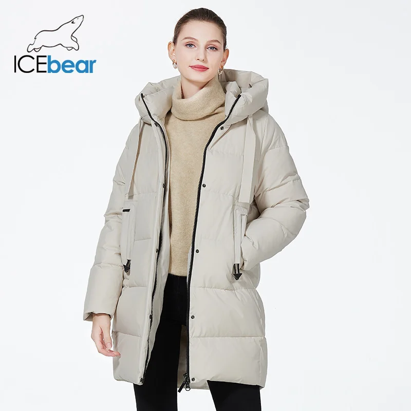 ICEbear-chaquetas acolchadas de algodón para mujer, abrigos informales de longitud media, abrigo cálido de marca, invierno, GWD3873I, 2023